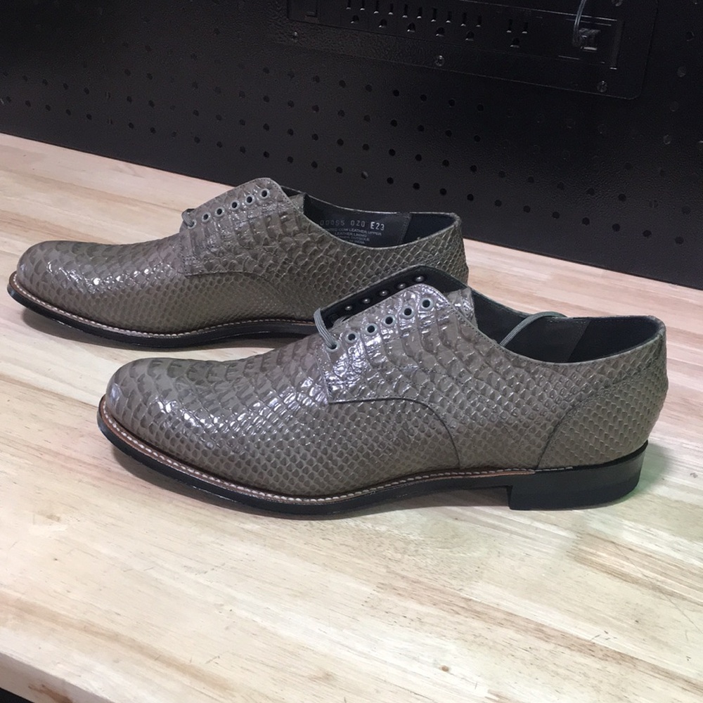 New WB Stacy Adams Men's Taupe Textured Dress Oxfords - Picture 4 of 8